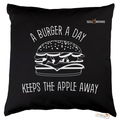 Motiv: Kissen Baumwolle - SizzleBrothers - Grillen - Burger Apple - bestimme auf Wunsch Details wie Produkt, Grösse, Farbe und Position selbst ! Motiv: Kissen Baumwolle - SizzleBrothers - Grillen - Burger Apple