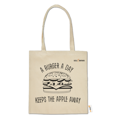 Motiv: Baumwolltasche - SizzleBrothers - Grillen - Burger Apple - bestimme auf Wunsch Details wie Produkt, Grösse, Farbe und Position selbst ! Motiv: Baumwolltasche - SizzleBrothers - Grillen - Burger Apple