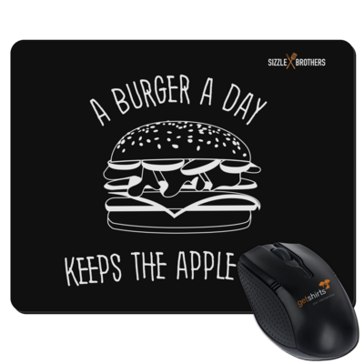 Motiv: Mousepad Textil - SizzleBrothers - Grillen - Burger Apple - bestimme auf Wunsch Details wie Produkt, Grösse, Farbe und Position selbst ! Motiv: Mousepad Textil - SizzleBrothers - Grillen - Burger Apple