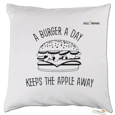 Motiv: Kissen - SizzleBrothers - Grillen - Burger Apple - bestimme auf Wunsch Details wie Produkt, Grösse, Farbe und Position selbst ! Motiv: Kissen - SizzleBrothers - Grillen - Burger Apple