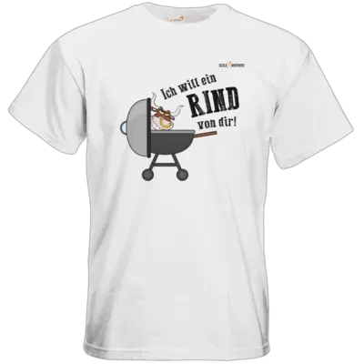 Motiv: T-Shirt Premium FAIR WEAR - SizzleBrothers - Grillen - Ich will ein Rind - bestimme auf Wunsch Details wie Produkt, Grösse, Farbe und Position selbst ! Motiv: T-Shirt Premium FAIR WEAR - SizzleBrothers - Grillen - Ich will ein Rind