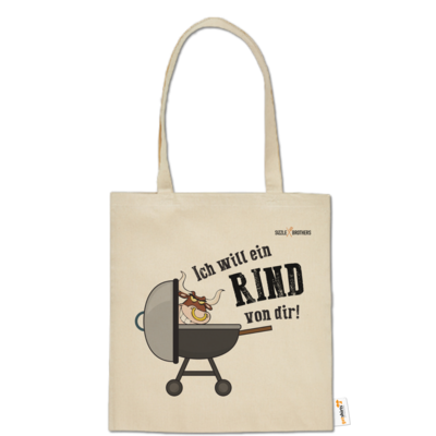 Motiv: Baumwolltasche - SizzleBrothers - Grillen - Ich will ein Rind - bestimme auf Wunsch Details wie Produkt, Grösse, Farbe und Position selbst ! Motiv: Baumwolltasche - SizzleBrothers - Grillen - Ich will ein Rind