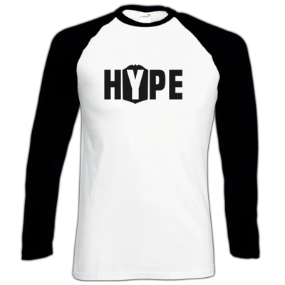 Motiv: Longsleeve Baseball T - Hype - bestimme auf Wunsch Details wie Produkt, Grösse, Farbe und Position selbst ! Motiv: Longsleeve Baseball T - Hype