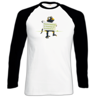 Motiv: Longsleeve Baseball T - Willi mit Schild - bestimme auf Wunsch Details wie Produkt, Grösse, Farbe und Position selbst ! Motiv: Longsleeve Baseball T - Willi mit Schild