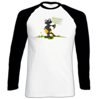 Motiv: Longsleeve Baseball T - Willi mit Schild 3 - bestimme auf Wunsch Details wie Produkt, Grösse, Farbe und Position selbst ! Motiv: Longsleeve Baseball T - Willi mit Schild 3