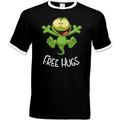 Motiv: T-Shirt Ringer - FreeHugs - bestimme auf Wunsch Details wie Produkt, Grösse, Farbe und Position selbst ! Motiv: T-Shirt Ringer - FreeHugs