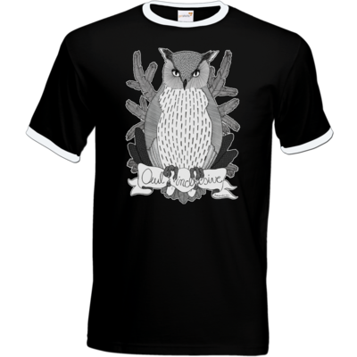 Motiv: T-Shirt Ringer - Owl Inclusive - bestimme auf Wunsch Details wie Produkt, Grösse, Farbe und Position selbst ! Motiv: T-Shirt Ringer - Owl Inclusive