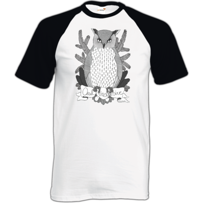 Motiv: TShirt Baseball - Owl Inclusive - bestimme auf Wunsch Details wie Produkt, Grösse, Farbe und Position selbst ! Motiv: TShirt Baseball - Owl Inclusive