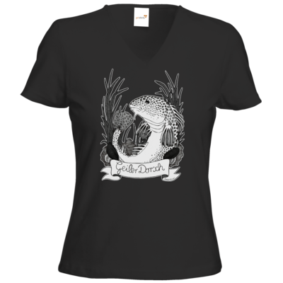 Motiv: T-Shirt Damen V-Neck Classic - Geiler Dorsch - bestimme auf Wunsch Details wie Produkt, Grösse, Farbe und Position selbst ! Motiv: T-Shirt Damen V-Neck Classic - Geiler Dorsch