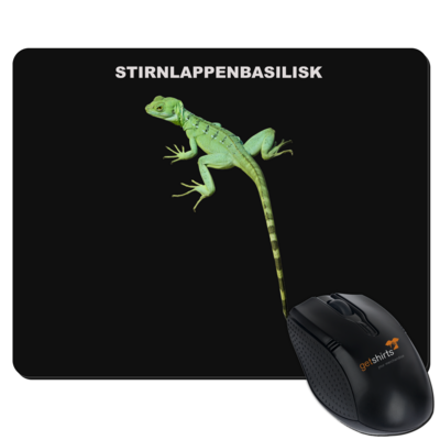 Motiv: Mousepad Textil - Stirnlappenbasilisk - bestimme auf Wunsch Details wie Produkt, Grösse, Farbe und Position selbst ! Motiv: Mousepad Textil - Stirnlappenbasilisk