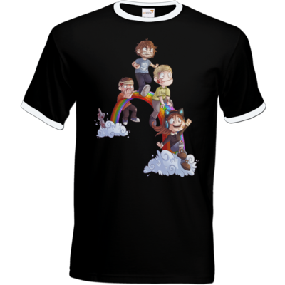 Motiv: T-Shirt Ringer - Dead by Daylight - Regenbogen - bestimme auf Wunsch Details wie Produkt, Grösse, Farbe und Position selbst ! Motiv: T-Shirt Ringer - Dead by Daylight - Regenbogen