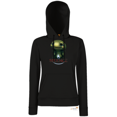 Motiv: Hoodie Damen Classic - Silence - Spot 1 - bestimme auf Wunsch Details wie Produkt, Grösse, Farbe und Position selbst ! Motiv: Hoodie Damen Classic - Silence - Spot 1