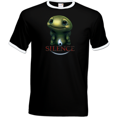 Motiv: T-Shirt Ringer - Silence - Spot 1 - bestimme auf Wunsch Details wie Produkt, Grösse, Farbe und Position selbst ! Motiv: T-Shirt Ringer - Silence - Spot 1