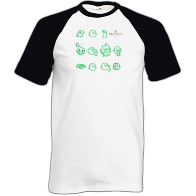 Motiv: TShirt Baseball - Silence - Icons - bestimme auf Wunsch Details wie Produkt, Grösse, Farbe und Position selbst ! Motiv: TShirt Baseball - Silence - Icons