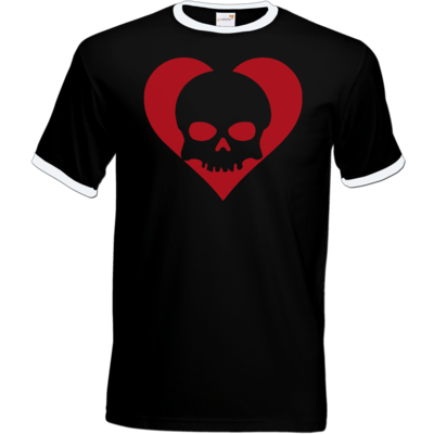 Motiv: T-Shirt Ringer - Piratenherz - bestimme auf Wunsch Details wie Produkt, Grösse, Farbe und Position selbst ! Motiv: T-Shirt Ringer - Piratenherz