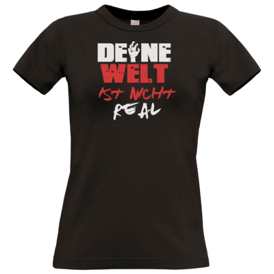Motiv: T-Shirt Damen Premium FAIR WEAR - DeineWeltistnichtReal - bestimme auf Wunsch Details wie Produkt, Grösse, Farbe und Position selbst ! Motiv: T-Shirt Damen Premium FAIR WEAR - DeineWeltistnichtReal