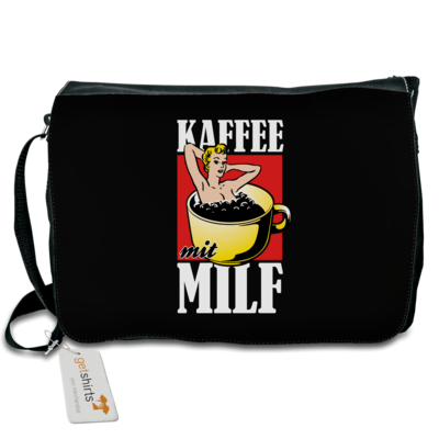 Motiv: Schultertasche - Kaffee mit MILF - bestimme auf Wunsch Details wie Produkt, Grösse, Farbe und Position selbst ! Motiv: Schultertasche - Kaffee mit MILF