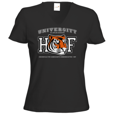 Motiv: T-Shirt Damen V-Neck Classic - CampusStore - Tiger - bestimme auf Wunsch Details wie Produkt, Grösse, Farbe und Position selbst ! Motiv: T-Shirt Damen V-Neck Classic - CampusStore - Tiger