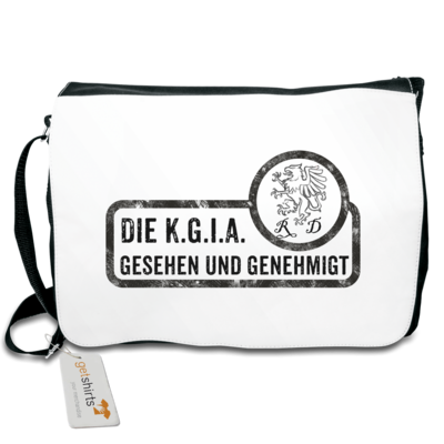 Motiv: Schultertasche - Sprüche - KGIA - Gesehen und genehmigt - bestimme auf Wunsch Details wie Produkt, Grösse, Farbe und Position selbst ! Motiv: Schultertasche - Sprüche - KGIA - Gesehen und genehmigt