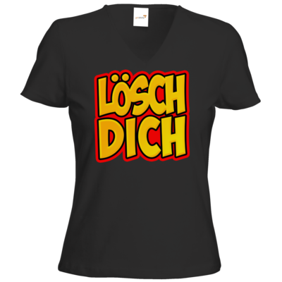 Motiv: T-Shirt Damen V-Neck Classic - lösch dich - bestimme auf Wunsch Details wie Produkt, Grösse, Farbe und Position selbst ! Motiv: T-Shirt Damen V-Neck Classic - lösch dich