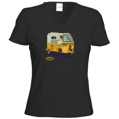 Motiv: T-Shirt Damen V-Neck Classic - Kawaida's Journey - Bajaji - bestimme auf Wunsch Details wie Produkt, Grösse, Farbe und Position selbst ! Motiv: T-Shirt Damen V-Neck Classic - Kawaida's Journey - Bajaji
