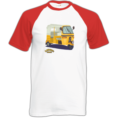 Motiv: Baseball-T FAIR WEAR - Kawaida's Journey - Bajaji - bestimme auf Wunsch Details wie Produkt, Grösse, Farbe und Position selbst ! Motiv: Baseball-T FAIR WEAR - Kawaida's Journey - Bajaji