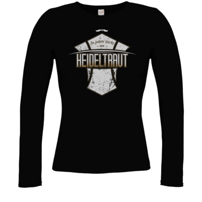 Motiv: Longsleeve Damen FAIR WEAR - Heidelwurst Merch - Heideltraut - Slogan - bestimme auf Wunsch Details wie Produkt, Grösse, Farbe und Position selbst ! Motiv: Longsleeve Damen FAIR WEAR - Heidelwurst Merch - Heideltraut - Slogan