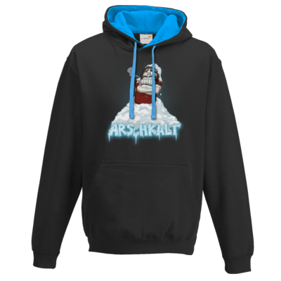 Motiv: Two-Tone Hoodie - Arschkalt - bestimme auf Wunsch Details wie Produkt, Grösse, Farbe und Position selbst ! Motiv: Two-Tone Hoodie - Arschkalt