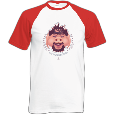 Motiv: Baseball-T FAIR WEAR - TOPI Wunderschwein - bestimme auf Wunsch Details wie Produkt, Grösse, Farbe und Position selbst ! Motiv: Baseball-T FAIR WEAR - TOPI Wunderschwein