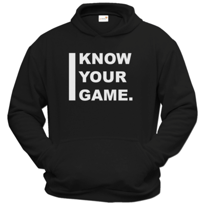 Motiv: Hoodie Classic - I Know Your Game - bestimme auf Wunsch Details wie Produkt, Grösse, Farbe und Position selbst ! Motiv: Hoodie Classic - I Know Your Game