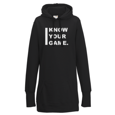 Motiv: Lady Longline Hoodie - I Know Your Game - bestimme auf Wunsch Details wie Produkt, Grösse, Farbe und Position selbst ! Motiv: Lady Longline Hoodie - I Know Your Game