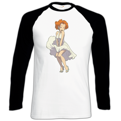 Motiv: Longsleeve Baseball T - Deponia - Marilyn Monroe Goal - bestimme auf Wunsch Details wie Produkt, Grösse, Farbe und Position selbst ! Motiv: Longsleeve Baseball T - Deponia - Marilyn Monroe Goal