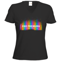 Motiv: T-Shirts Damen V-Neck FAIR WEAR - CSD Freiburg Regenbogen 