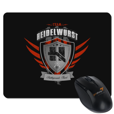 Motiv: Mousepad Textil - Team Heidelwurst - bestimme auf Wunsch Details wie Produkt, Grösse, Farbe und Position selbst ! Motiv: Mousepad Textil - Team Heidelwurst