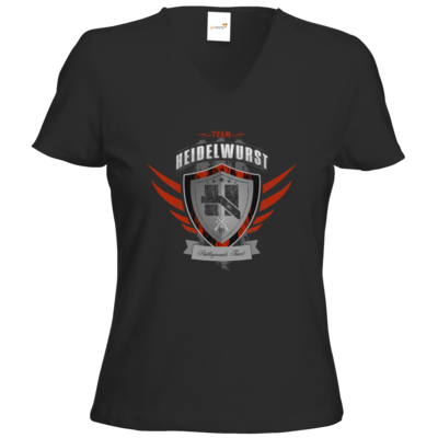 Motiv: T-Shirts Damen V-Neck FAIR WEAR - Team Heidelwurst - bestimme auf Wunsch Details wie Produkt, Grösse, Farbe und Position selbst ! Motiv: T-Shirts Damen V-Neck FAIR WEAR - Team Heidelwurst