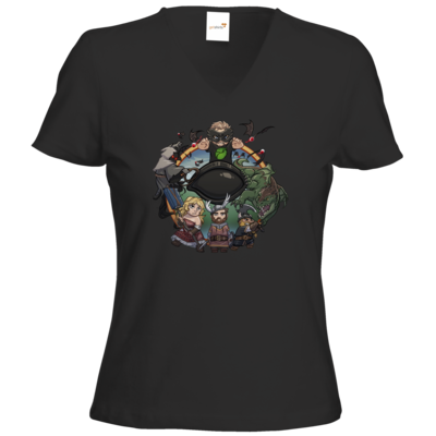 Motiv: T-Shirt Damen V-Neck Classic - Let's Plays - Das Buch Der Abenteuer - Chibi - bestimme auf Wunsch Details wie Produkt, Grösse, Farbe und Position selbst ! Motiv: T-Shirt Damen V-Neck Classic - Let's Plays - Das Buch Der Abenteuer - Chibi