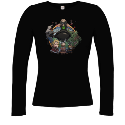 Motiv: Longsleeve Damen FAIR WEAR - Let's Plays - Das Buch Der Abenteuer - Chibi - bestimme auf Wunsch Details wie Produkt, Grösse, Farbe und Position selbst ! Motiv: Longsleeve Damen FAIR WEAR - Let's Plays - Das Buch Der Abenteuer - Chibi