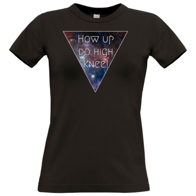 Motiv: T-Shirt Damen Premium FAIR WEAR - High Knee Galaxy - bestimme auf Wunsch Details wie Produkt, Grösse, Farbe und Position selbst ! Motiv: T-Shirt Damen Premium FAIR WEAR - High Knee Galaxy