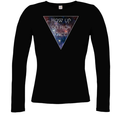 Motiv: Longsleeve Damen FAIR WEAR - High Knee Galaxy - bestimme auf Wunsch Details wie Produkt, Grösse, Farbe und Position selbst ! Motiv: Longsleeve Damen FAIR WEAR - High Knee Galaxy