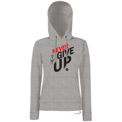 Motiv: Hoodie Damen Classic - NeverGiveUp - bestimme auf Wunsch Details wie Produkt, Grösse, Farbe und Position selbst ! Motiv: Hoodie Damen Classic - NeverGiveUp