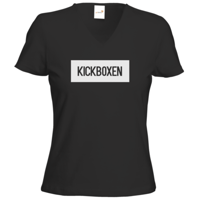 Motiv: T-Shirt Damen V-Neck Classic - SMD - Kickboxen - bestimme auf Wunsch Details wie Produkt, Grösse, Farbe und Position selbst ! Motiv: T-Shirt Damen V-Neck Classic - SMD - Kickboxen