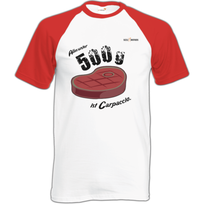 Motiv: Baseball-T FAIR WEAR - SizzleBrothers - Grillen - Carpaccio - bestimme auf Wunsch Details wie Produkt, Grösse, Farbe und Position selbst ! Motiv: Baseball-T FAIR WEAR - SizzleBrothers - Grillen - Carpaccio