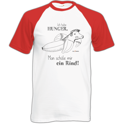 Motiv: Baseball-T FAIR WEAR - SizzleBrothers - Grillen - Hunger Rind schälen - bestimme auf Wunsch Details wie Produkt, Grösse, Farbe und Position selbst ! Motiv: Baseball-T FAIR WEAR - SizzleBrothers - Grillen - Hunger Rind schälen