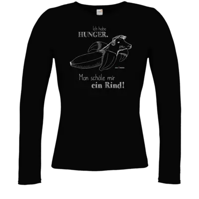 Motiv: Longsleeve Damen FAIR WEAR - SizzleBrothers - Grillen - Hunger Rind schälen - bestimme auf Wunsch Details wie Produkt, Grösse, Farbe und Position selbst ! Motiv: Longsleeve Damen FAIR WEAR - SizzleBrothers - Grillen - Hunger Rind schälen