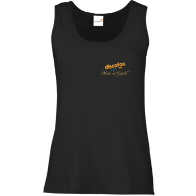 Motiv: Tank Top Damen Classic - Discofox FM - Musik mit Gefuehl - bestimme auf Wunsch Details wie Produkt, Grösse, Farbe und Position selbst ! Motiv: Tank Top Damen Classic - Discofox FM - Musik mit Gefuehl