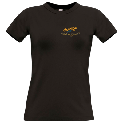 Motiv: T-Shirt Damen Premium FAIR WEAR - Discofox FM - Musik mit Gefuehl - bestimme auf Wunsch Details wie Produkt, Grösse, Farbe und Position selbst ! Motiv: T-Shirt Damen Premium FAIR WEAR - Discofox FM - Musik mit Gefuehl