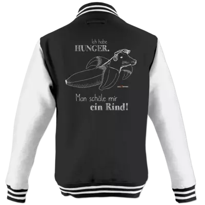 Motiv: College Jacke - SizzleBrothers - Grillen - Hunger Rind schälen - bestimme auf Wunsch Details wie Produkt, Grösse, Farbe und Position selbst ! Motiv: College Jacke - SizzleBrothers - Grillen - Hunger Rind schälen