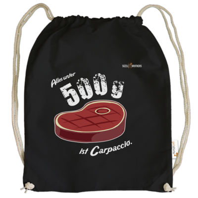 Motiv: Cotton Gymsac - SizzleBrothers - Grillen - Carpaccio - bestimme auf Wunsch Details wie Produkt, Grösse, Farbe und Position selbst ! Motiv: Cotton Gymsac - SizzleBrothers - Grillen - Carpaccio