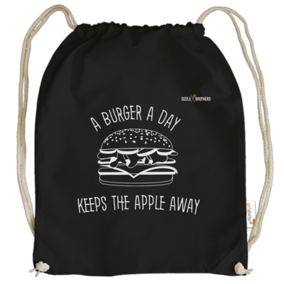 Motiv: Cotton Gymsac - SizzleBrothers - Grillen - Burger Apple - bestimme auf Wunsch Details wie Produkt, Grösse, Farbe und Position selbst ! Motiv: Cotton Gymsac - SizzleBrothers - Grillen - Burger Apple