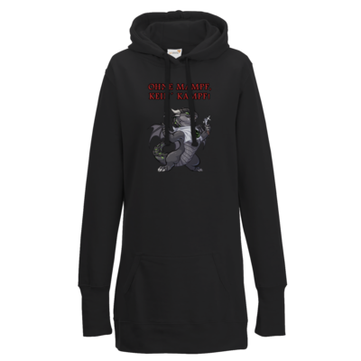 Motiv: Lady Longline Hoodie - Ulisses - Ohne Mampf kein Kampf - bestimme auf Wunsch Details wie Produkt, Grösse, Farbe und Position selbst ! Motiv: Lady Longline Hoodie - Ulisses - Ohne Mampf kein Kampf